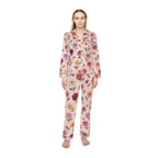 Vintage Floral dahlia Pink Satin Pajamas | Floral Print Pajama Set