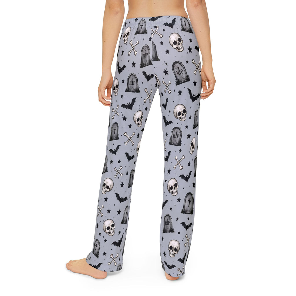 Kids Halloween Lounge Pants — Spooky Skulls & Bats All-Over Print