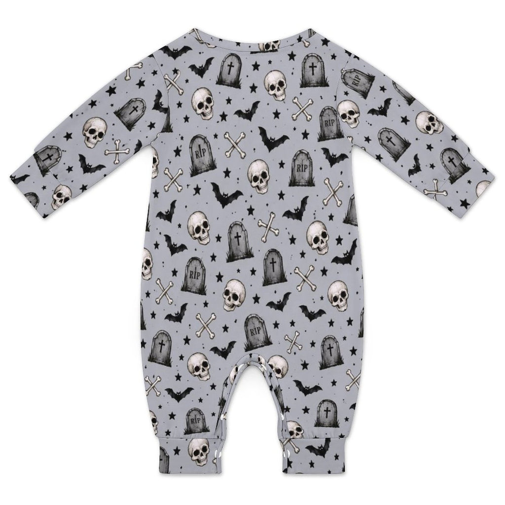 Skeleton themed, Cotton Long Sleeve Infant Bodysuit (All-Over Printing)