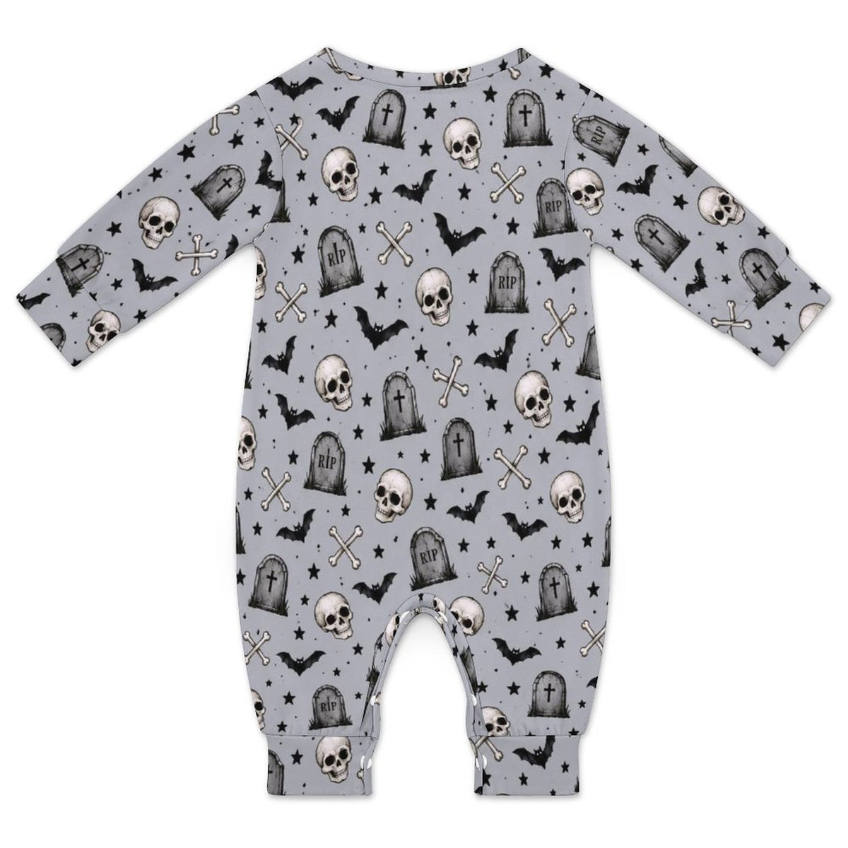 Skeleton themed, Cotton Long Sleeve Infant Bodysuit (All-Over Printing)