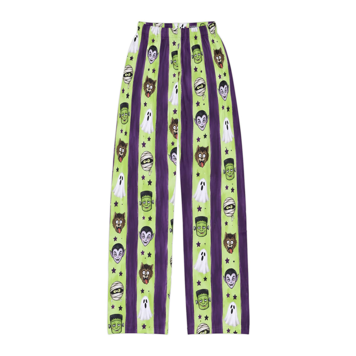 Kids Halloween Lounge Pants — Green Monster Stripe Pajama Bottoms