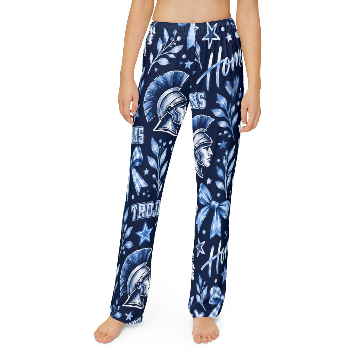 Trojan Helmet Pattern Kids Lounge Pants | Blue School Spirit AOP