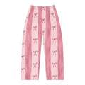 Pink Striped Bow Pattern Pajama Pants | Women's Lounge Bottoms