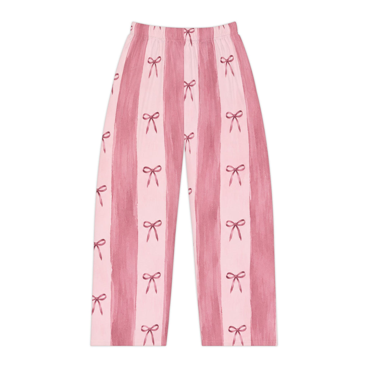 Pink Striped Bow Pattern Pajama Pants | Women's Lounge Bottoms