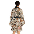Coffee Cups Kimono Robe — Cozy All-Over Print Lounge Wrap