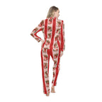 Vintage Holiday Floral Dahlia Tuber Stripe Pajamas