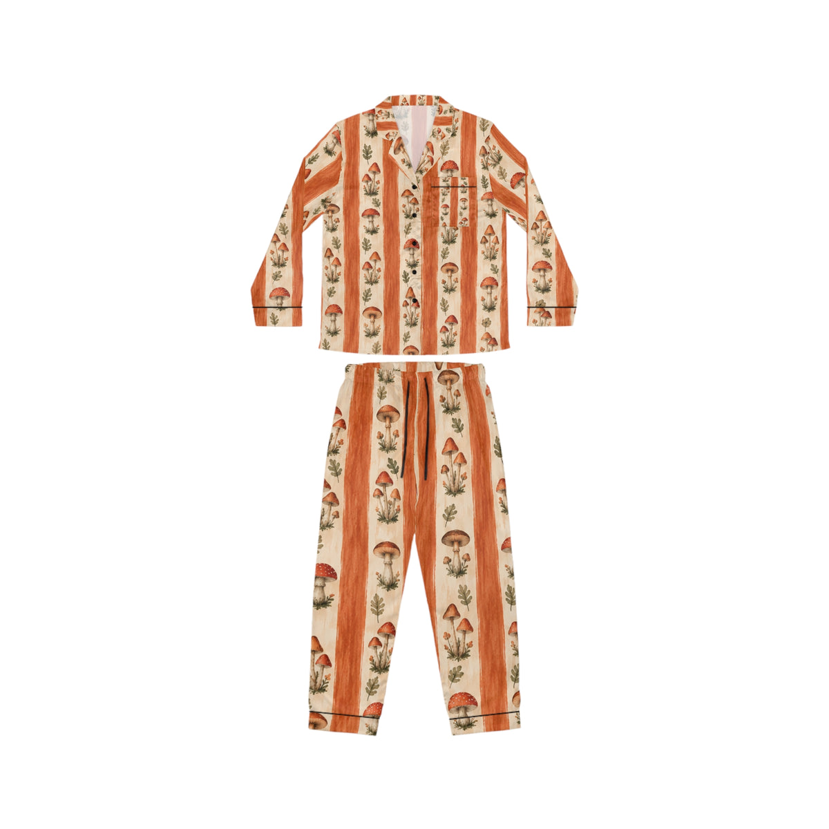 Hand-Painted Mushroom Stripe Pajamas