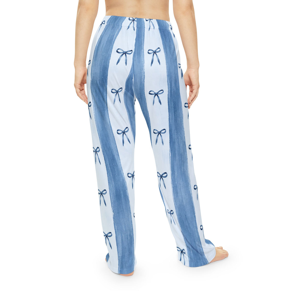 Blue Striped Bow Pattern Pajama Pants | Lounge Bottoms