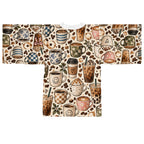 Coffee Cups Kimono Robe — Cozy All-Over Print Lounge Wrap