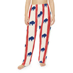Flag Buffalo Print Pajama Pants — Women's Red & Blue All-Over-Print Lounge Pants