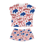 Buffalo Pattern Women's Short Pajama Set – Red White Blue Holiday Sleepwear