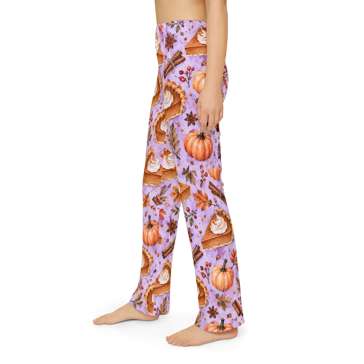Kids Fall Pie Print Lounge Pants — Cozy Pumpkin Pie & Cinnamon AOP Pajama Bottoms