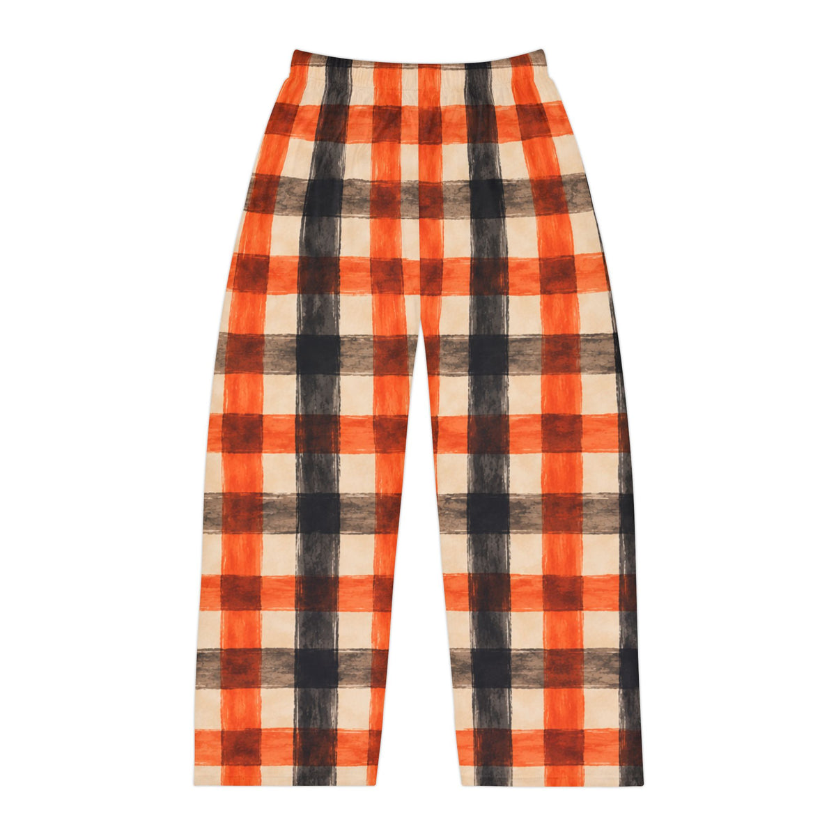 Plaid Pajama Pants — Orange & Black Buffalo Check Lounge Trousers