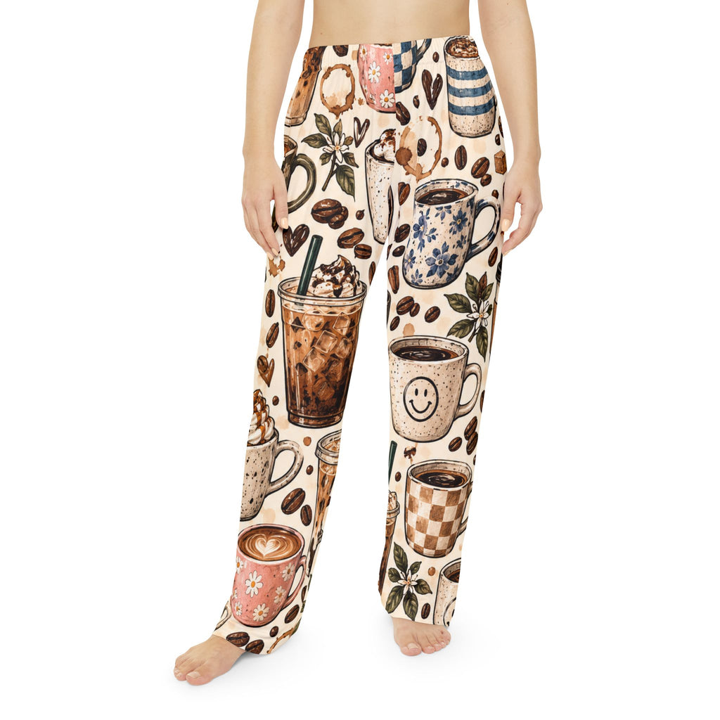 Coffee Lovers Pajama Pants — Cozy All-Over-Print Women's Lounge Pants with Cute Coffee Mug Pattern