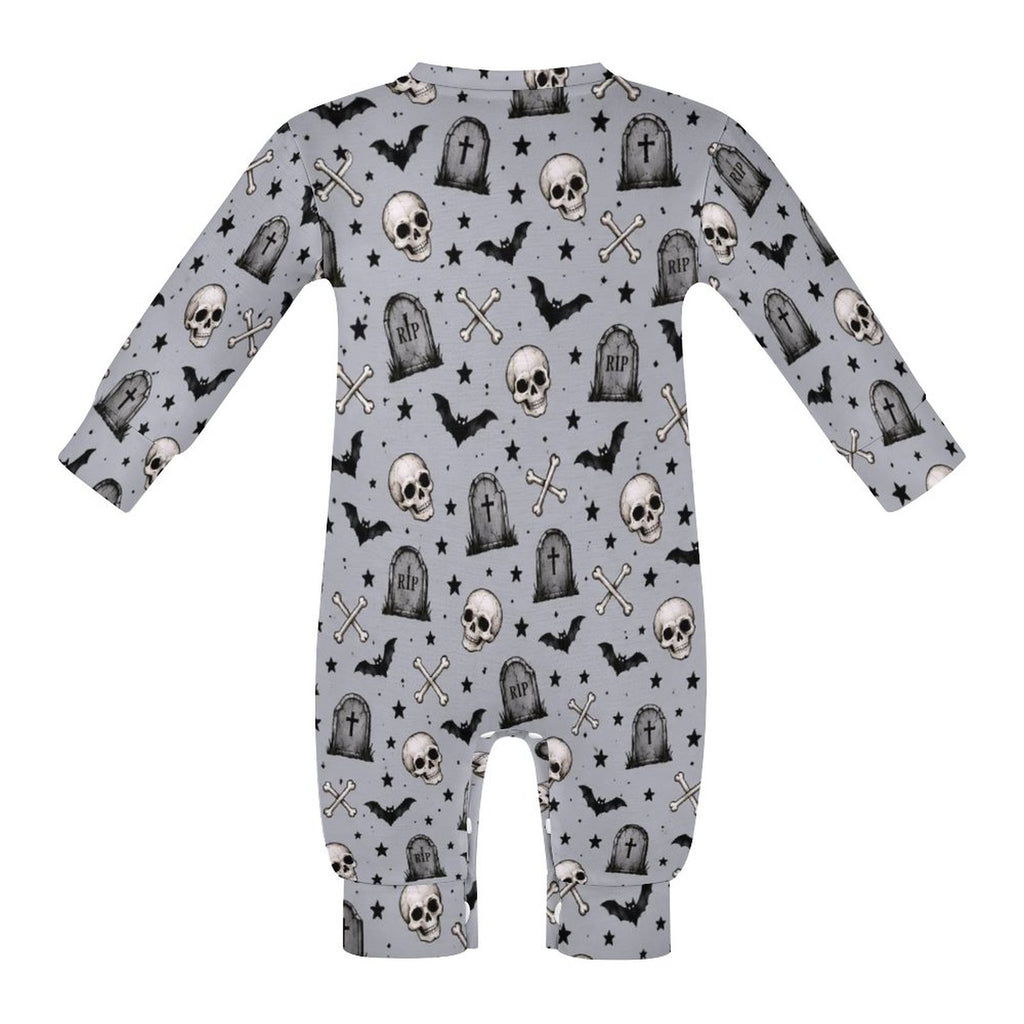 Skeleton themed, Cotton Long Sleeve Infant Bodysuit (All-Over Printing)