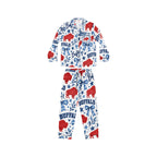 Buffalo Print Women’s Satin Pajama Set — Red & Blue Graphic Sleepwear