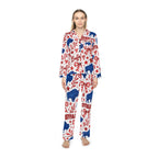 Buffalo Print Women's Satin Pajama Set — Red & Blue Holiday Sleepwear