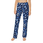 Blue Trojans Pattern Kids Lounge Pants | School Mascot All-Over Print