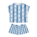 Blue Striped Bow Pattern Pajama Set | Women's Short PJ Set