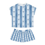 Blue Striped Bow Pattern Pajama Set | Women's Short PJ Set