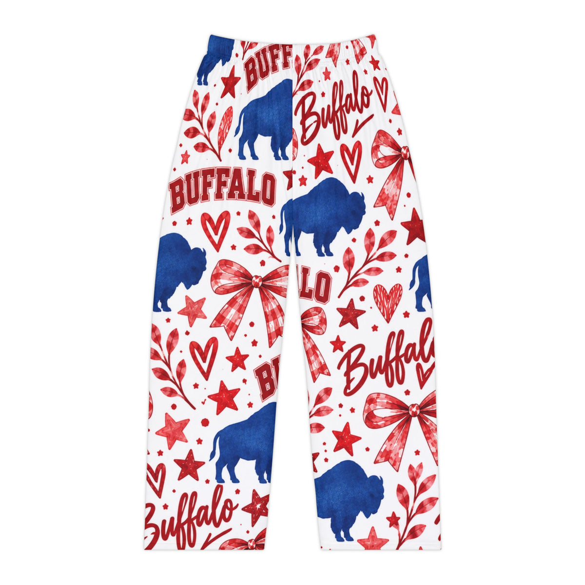 Buffalo Print Women's Pajama Pants — Patriotic Red & Blue Holiday Loungewear