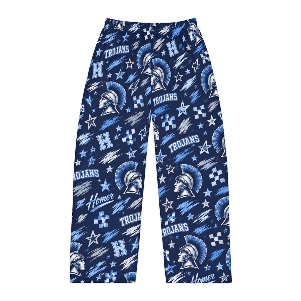 Trojans Helmet Pattern Pajama Pants | Blue Team Logo Lounge Pants
