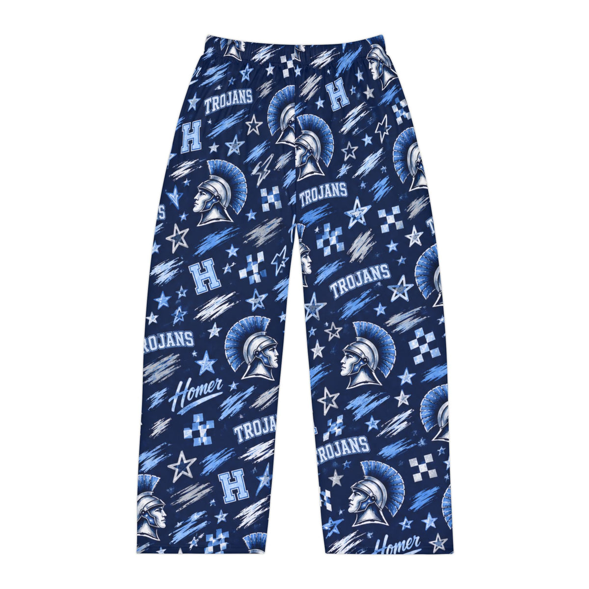 Trojans Helmet Pattern Pajama Pants | Blue Team Logo Lounge Pants