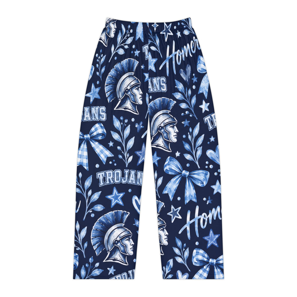 Trojan Helmet Pattern Pajama Pants | Navy Blue School Mascot Lounge Wear