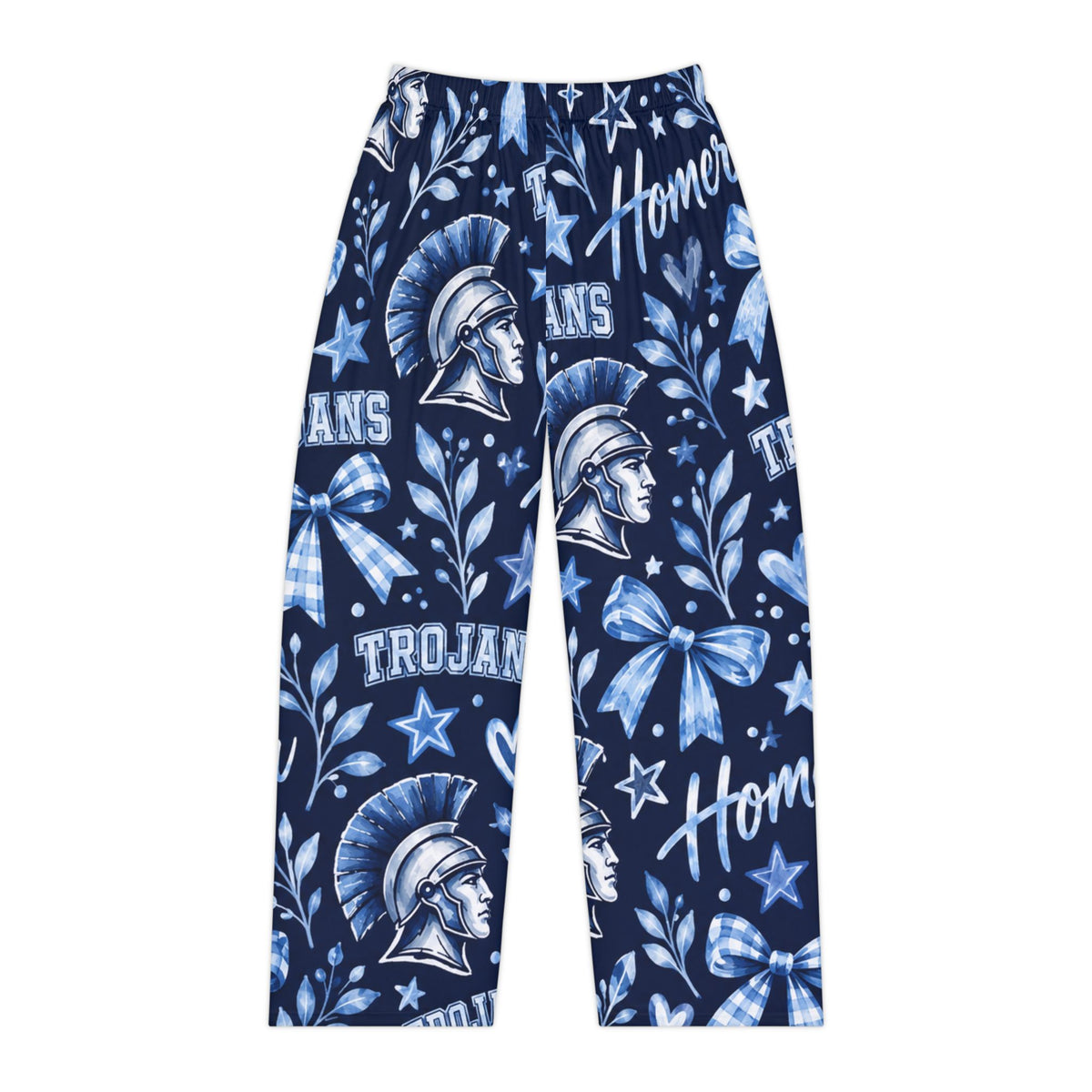 Trojan Helmet Pattern Pajama Pants | Navy Blue School Mascot Lounge Wear