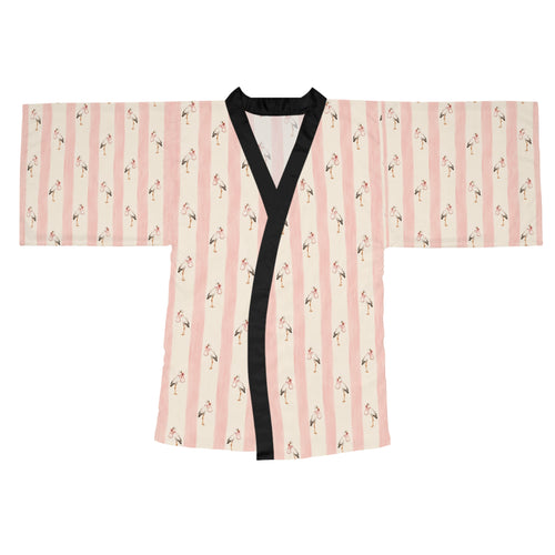 Baby girl stork Stripe Kimono Robe — Long Sleeve Lounge Robe