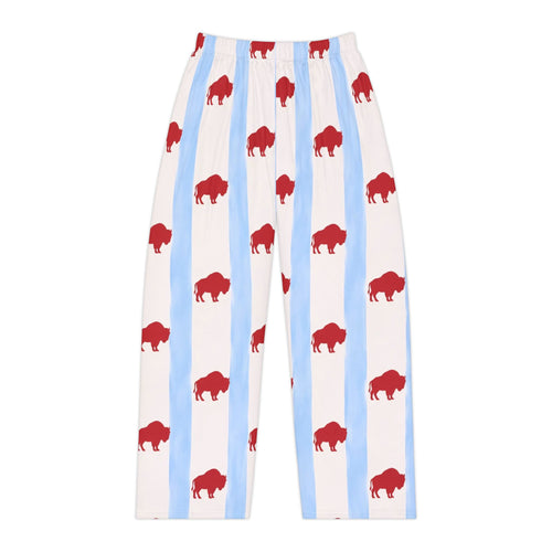 Buffalo Stripe Pajama Pants — Red Bison Print Women’s Lounge Pants