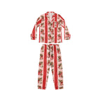Vintage Holiday Floral Dahlia Tuber Stripe Pajamas