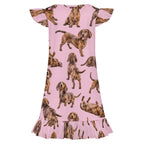 Dog Lover, Pet Owner,  Girls Short Sleeve Ruffle Nightgown(All-Over Printing)