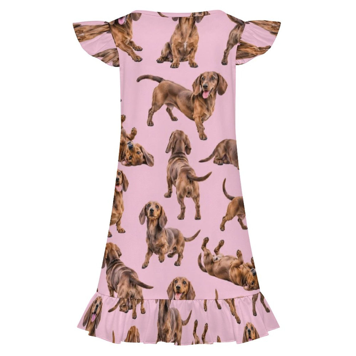 Dog Lover, Pet Owner,  Girls Short Sleeve Ruffle Nightgown(All-Over Printing)