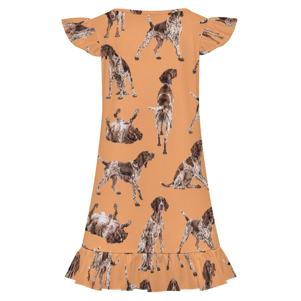 Dog Lover, Pet Owner,  Girls Short Sleeve Ruffle Nightgown(All-Over Printing)
