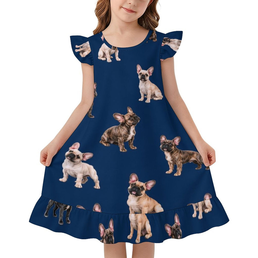200gsm Girls Short Sleeve Ruffle Nightgown(All-Over Printing)