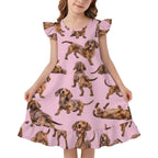 Dog Lover, Pet Owner,  Girls Short Sleeve Ruffle Nightgown(All-Over Printing)