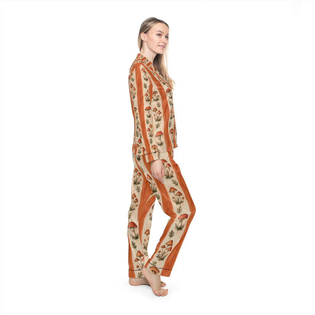 Hand-Painted Mushroom Stripe Pajamas