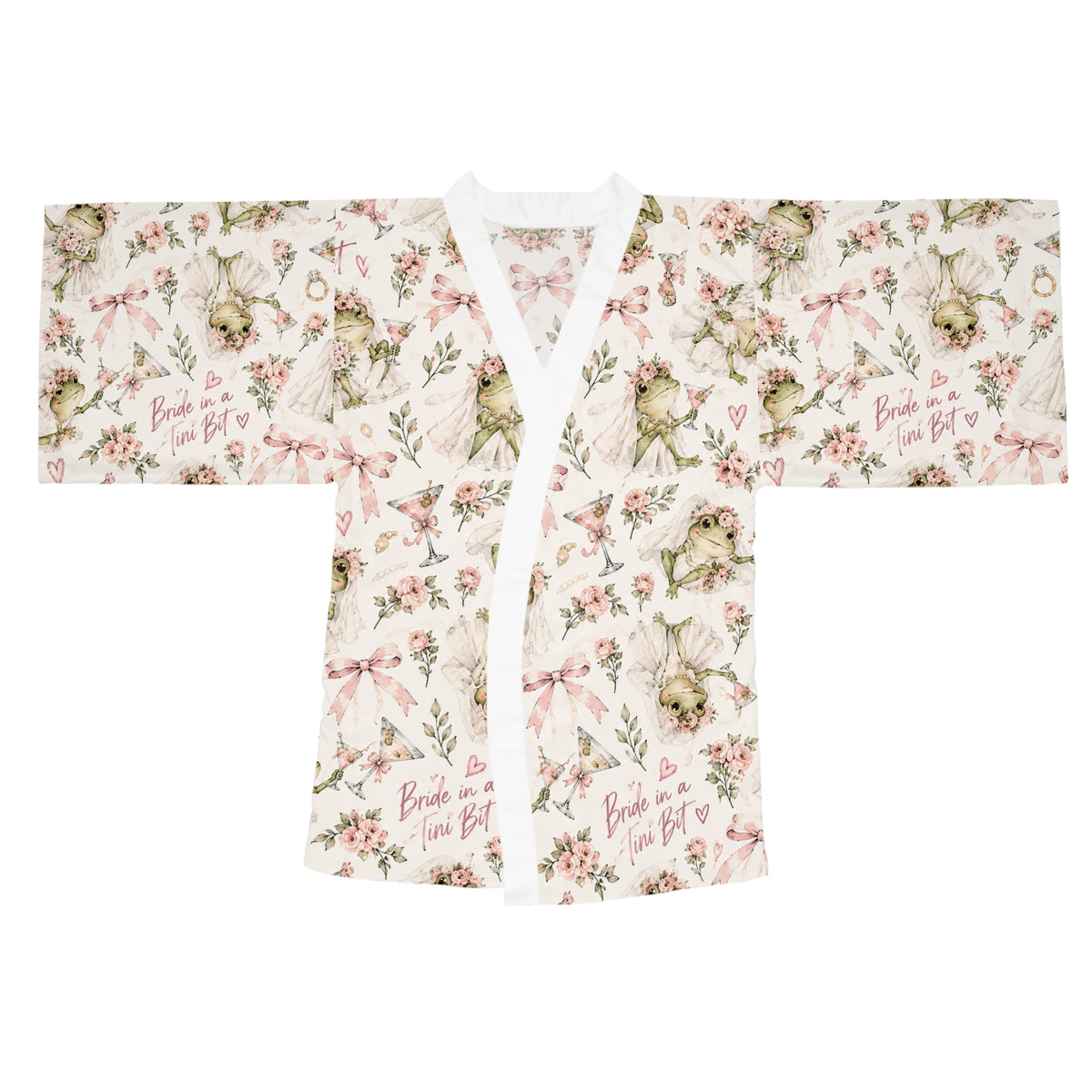 Bride in a tini bit, Bridal Kimono Robe – 'Bride to Be' Floral Long-Sleeve Robe