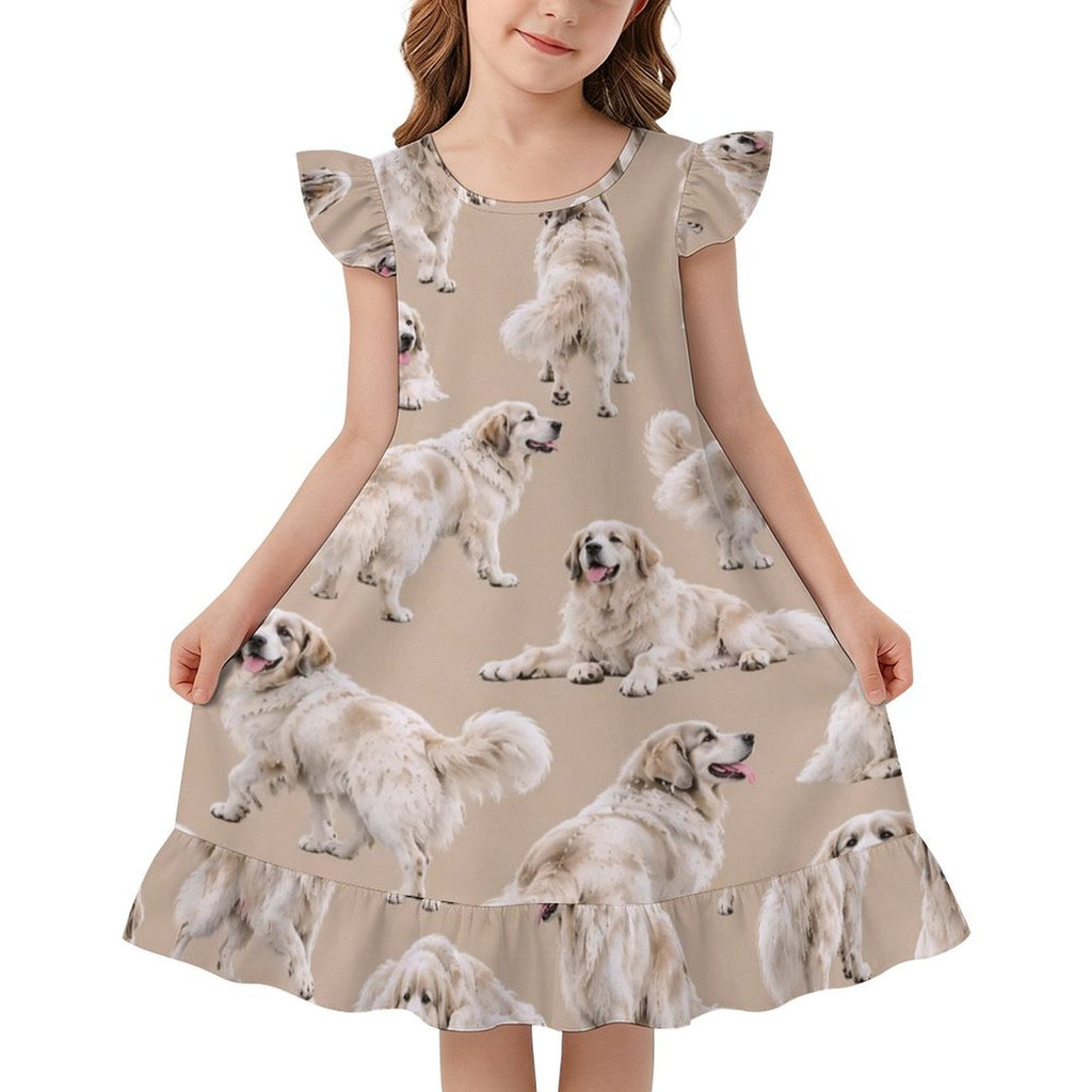 Dog Lover, Pet Owner,  Girls Short Sleeve Ruffle Nightgown(All-Over Printing)