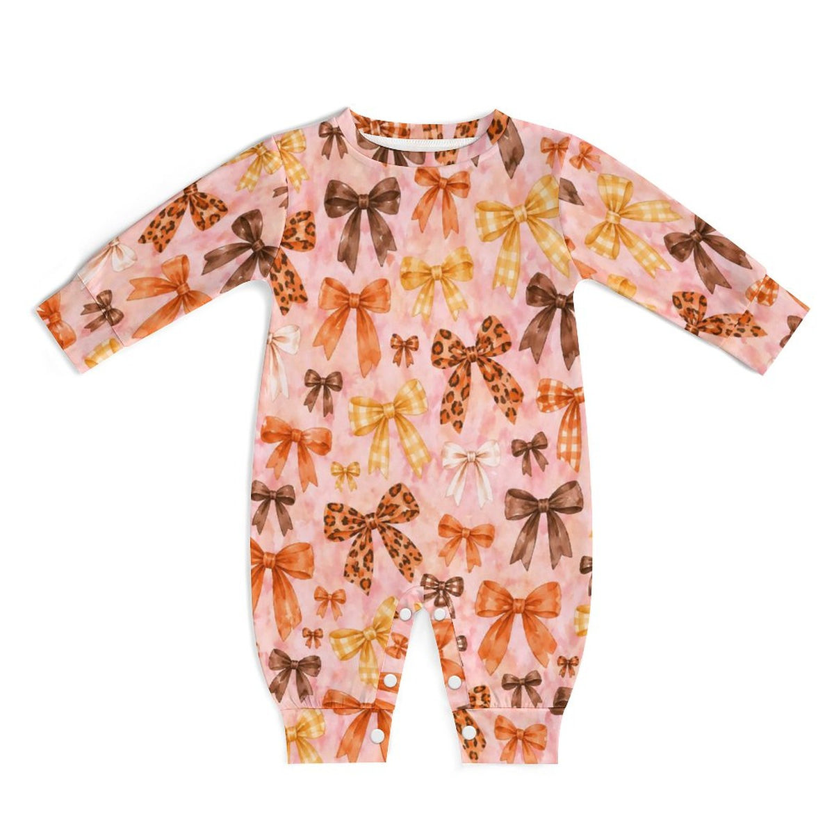 Fall Bows, Cotton Long Sleeve Infant Bodysuit (All-Over Printing)