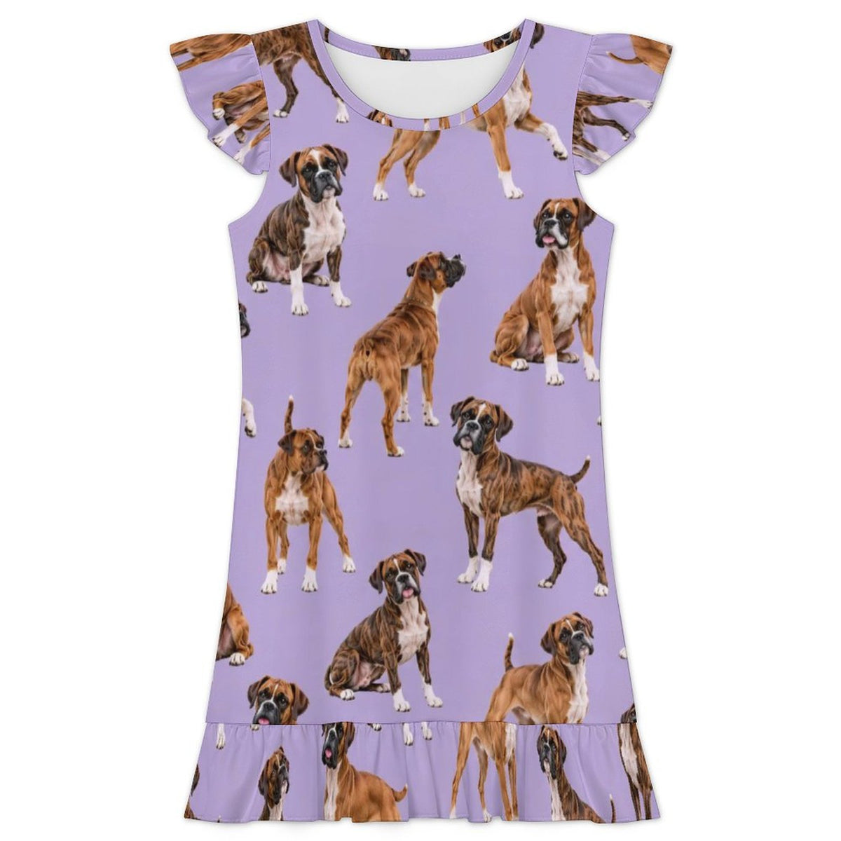 200gsm Girls Short Sleeve Ruffle Nightgown(All-Over Printing)