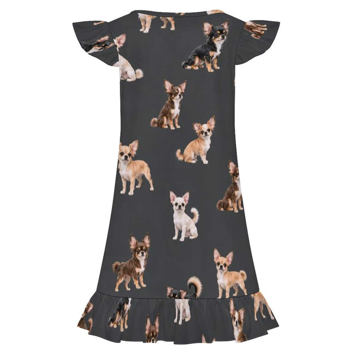 200gsm Girls Short Sleeve Ruffle Nightgown(All-Over Printing)