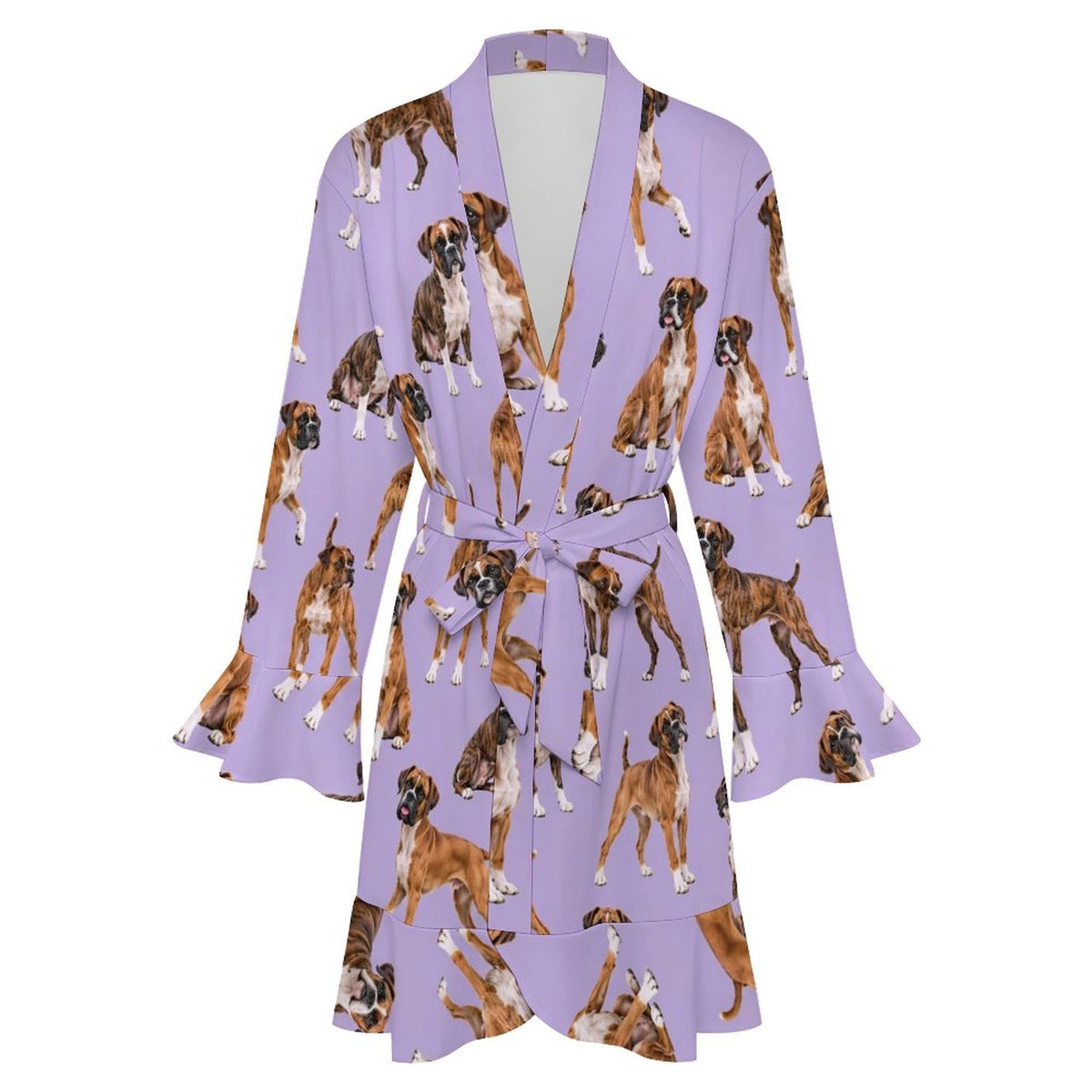 Dog Lover, Pet Owner,  Women's Ruffle Long Sleeve Robe(All-Over Printing)