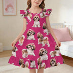 Dog Lover, Pet Owner,  Girls Short Sleeve Ruffle Nightgown(All-Over Printing)