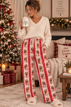 Vintage Holiday Floral Dahlia Tuber Pattern Pajama Pants | All-Over Print