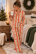Hand-Painted Mushroom Stripe Pajamas