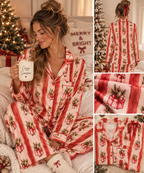 Vintage Holiday Floral Dahlia Tuber Stripe Pajamas