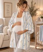 Baby boy stork Stripe Kimono Robe — Long Sleeve Lounge Robe