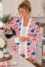 Buffalo Patriotic Kimono Robe — Red, White & Blue Buffalo Print